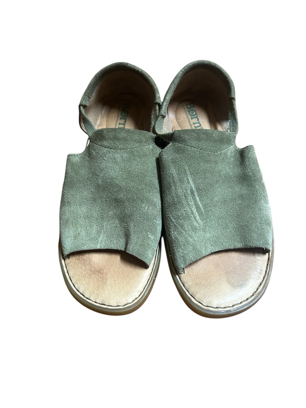 Born Green Suede Slide Sandals
